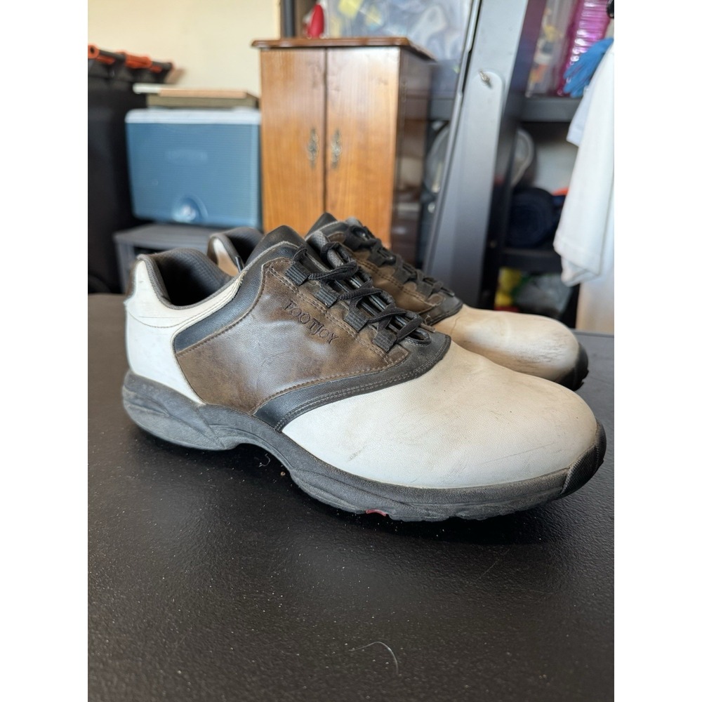 FootJoy GreenJoys Flex Zone Mens Golf Shoes Size 9.5 Wide Leather White Brown